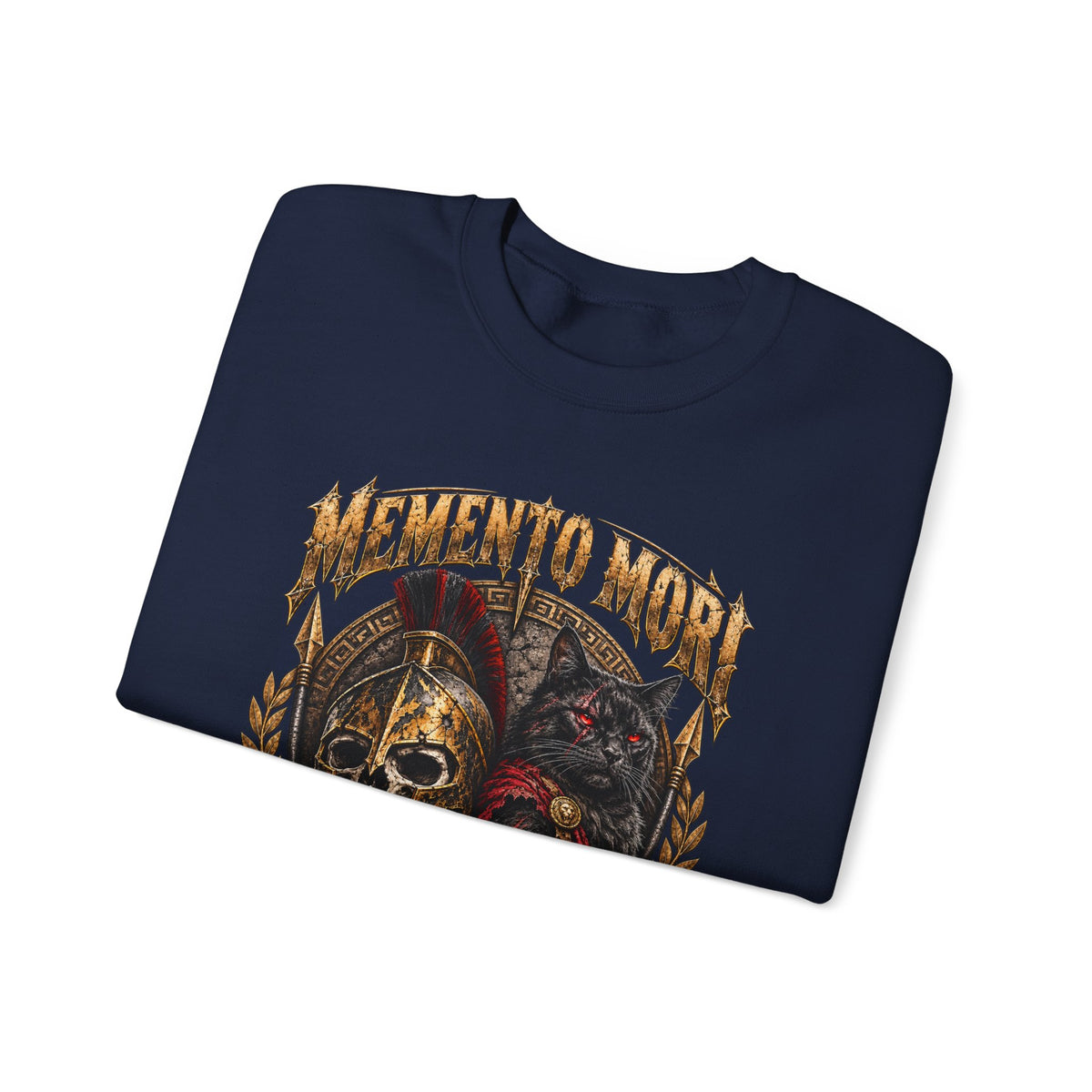 Memento Mori Nine Lives Spartan Cat Gildan 18000 Sweatshirt