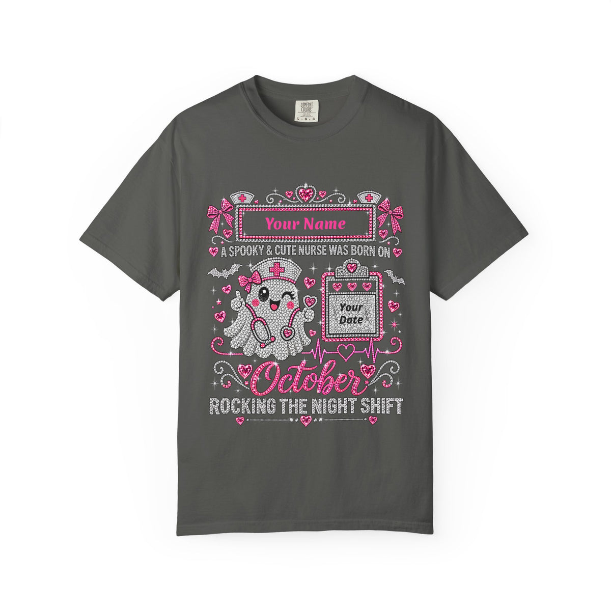 Personalized Spooky Cute Nurse October Birthday Comfort Colors Tee