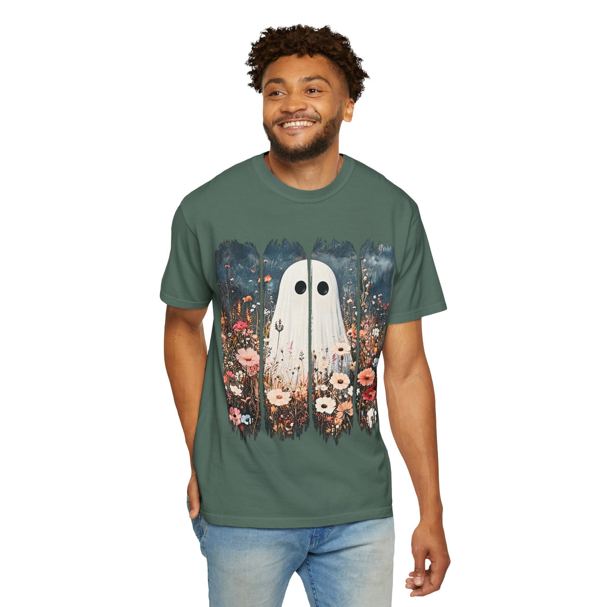 Floral Ghost Wildflower Halloween Comfort Colors T-Shirt