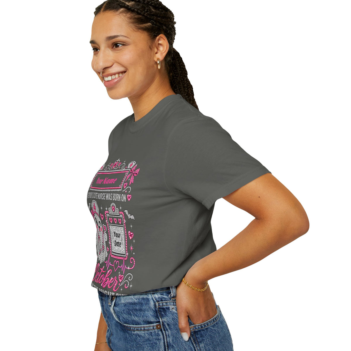 Personalized Spooky Cute Nurse October Birthday Comfort Colors Tee