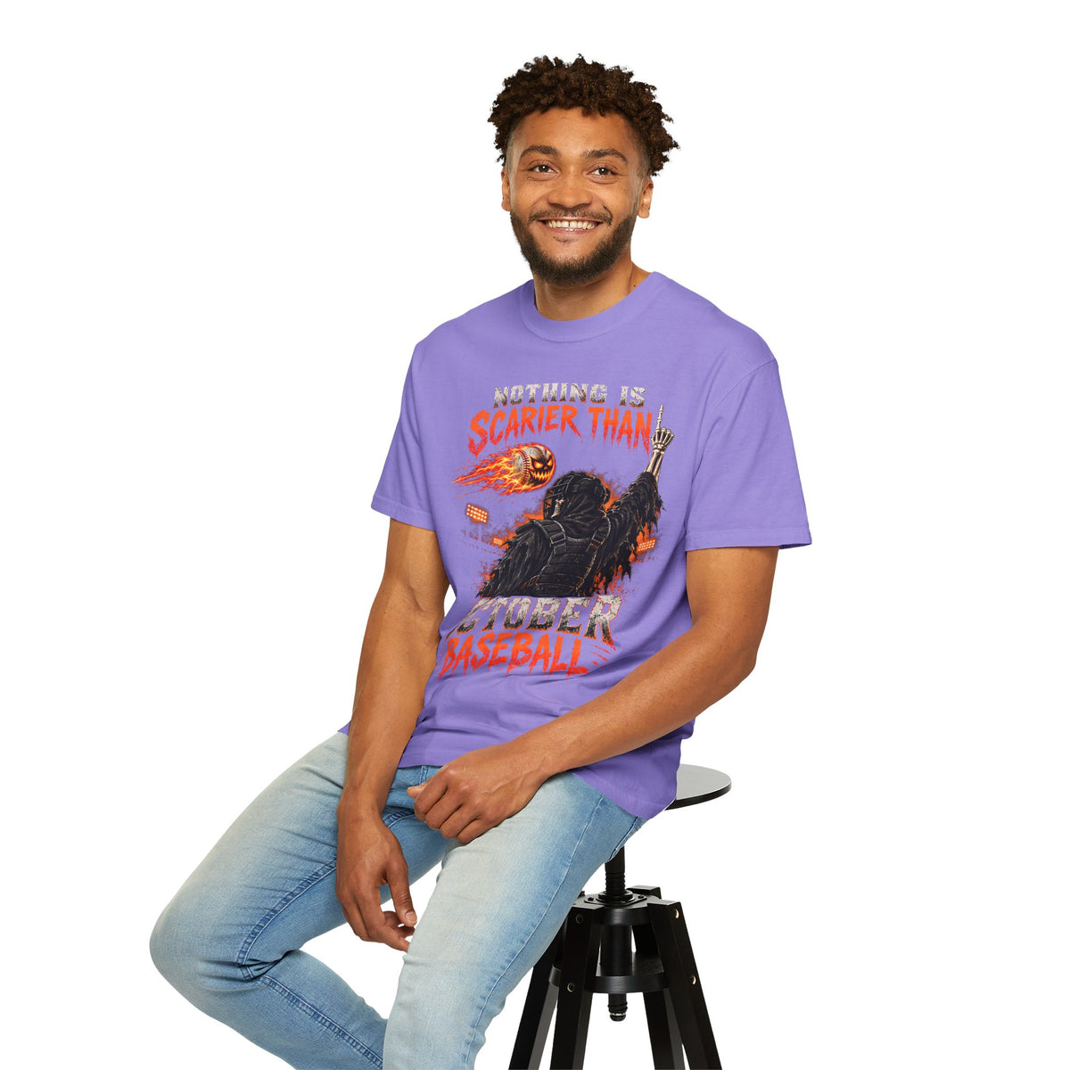 October Baseball Halloween Comfort Colors Graphic T-Shirt