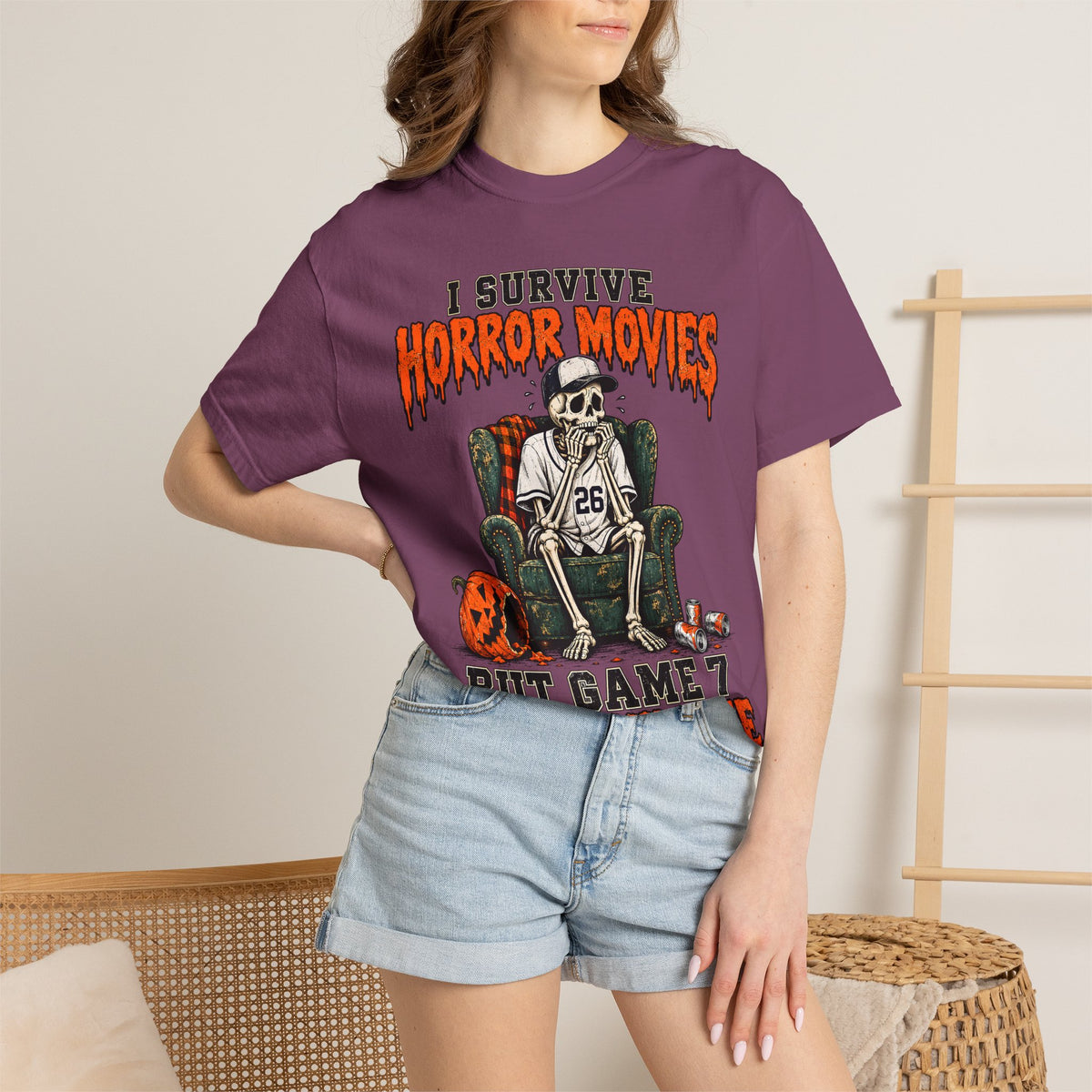 Horror Movies Game 7 Baseball Comfort Colors T-Shirt
