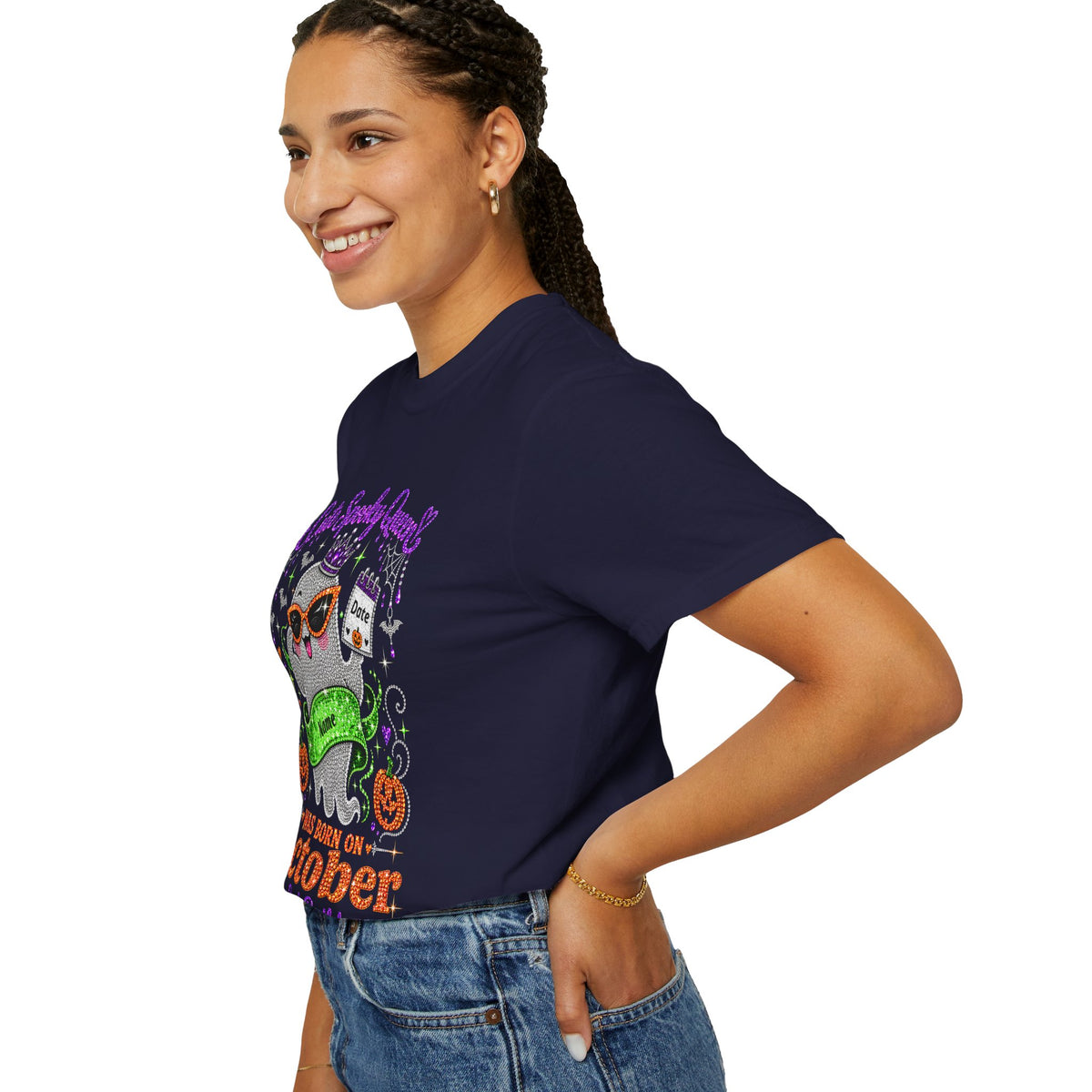 Personalized Spooky Queen October Birthday Comfort Colors Tee