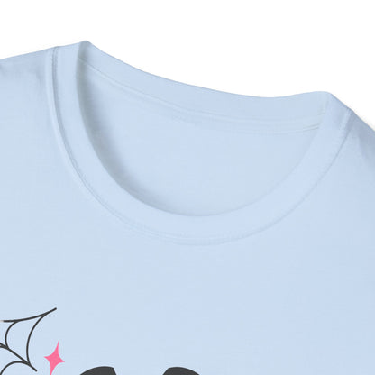 Spooky Mama Halloween Shirt – Retro Pink Bat & Spider Web Mom Tee