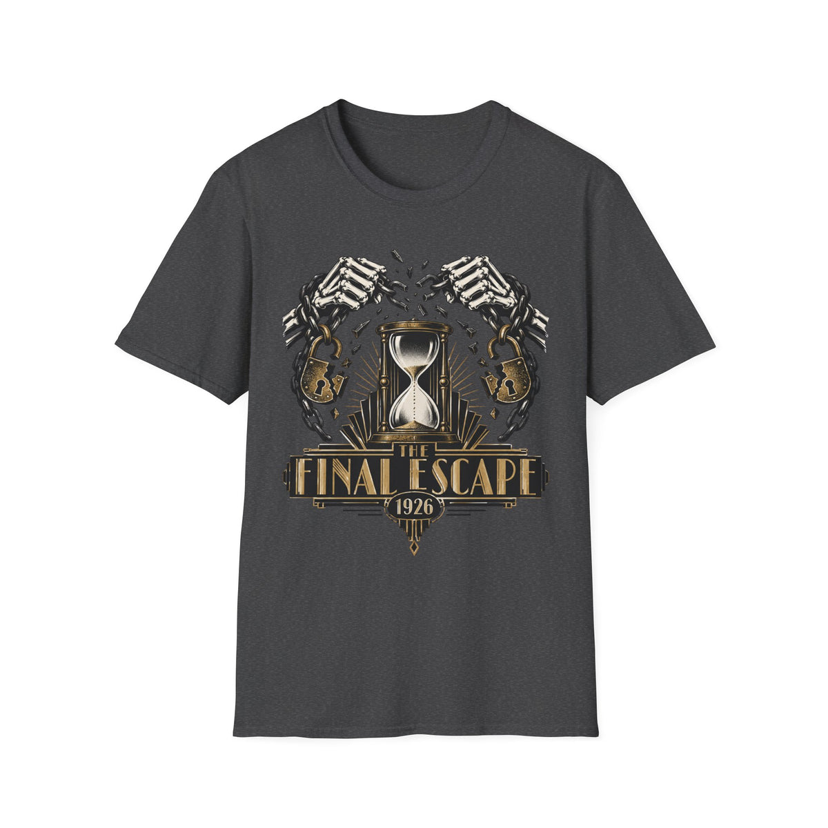 The Final Escape 1926 Shirt – Skeleton Chains Hourglass Art Deco Tee