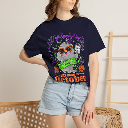 Personalized Spooky Queen October Birthday Comfort Colors Tee