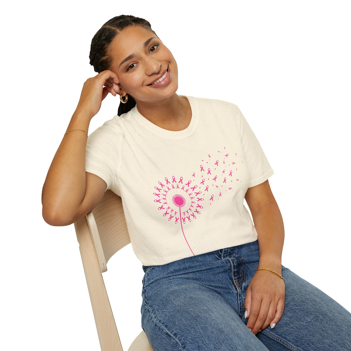 Pink Ribbon Dandelion Breast Cancer Awareness Tee