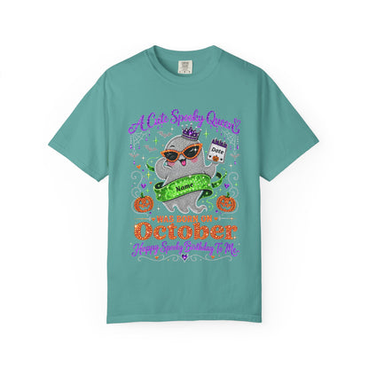 Personalized Spooky Queen October Birthday Comfort Colors Tee