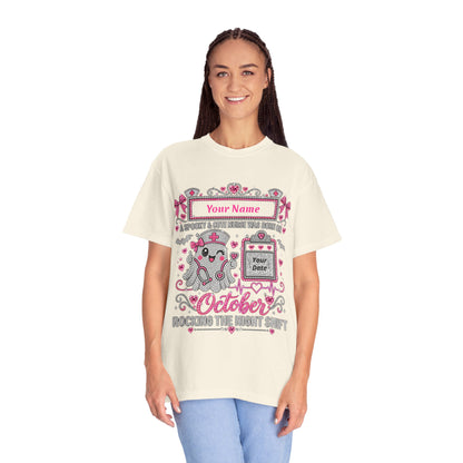 Personalized Spooky Cute Nurse October Birthday Comfort Colors Tee