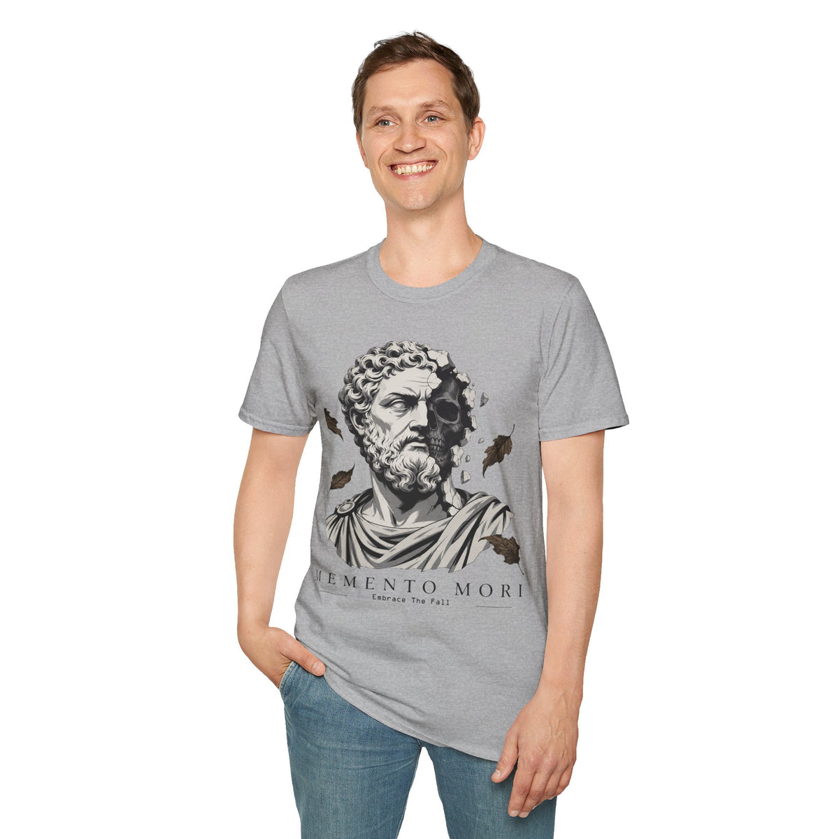 Memento Mori Embrace The Fall Shirt – Stoic Skull Statue Autumn Tee
