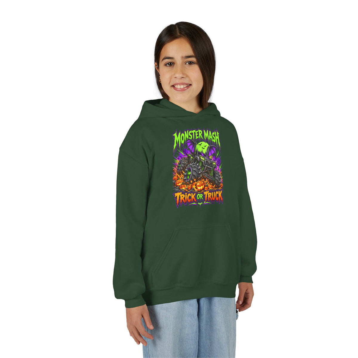 Monster Mash Trick or Truck Youth Halloween Hoodie