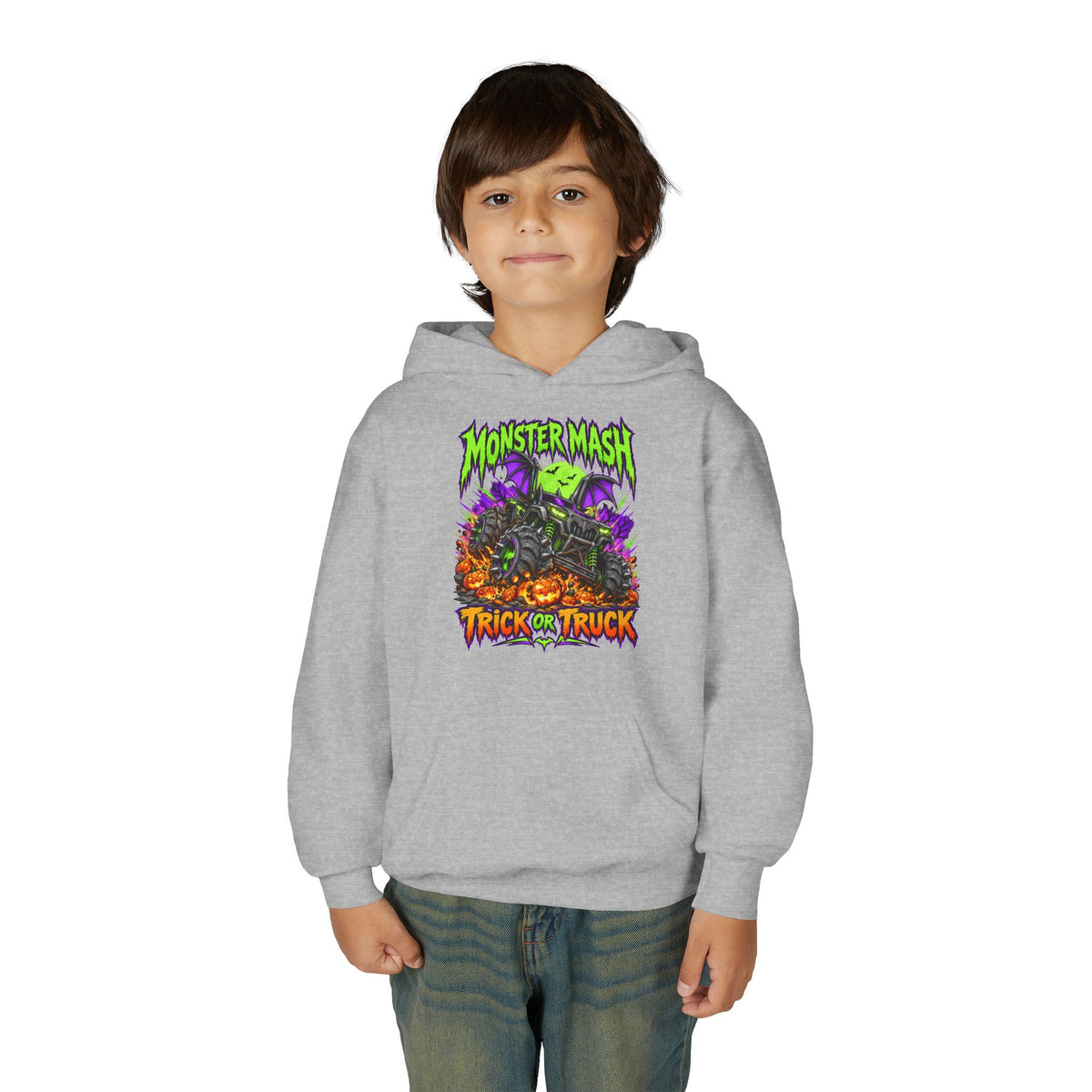 Monster Mash Trick or Truck Youth Halloween Hoodie