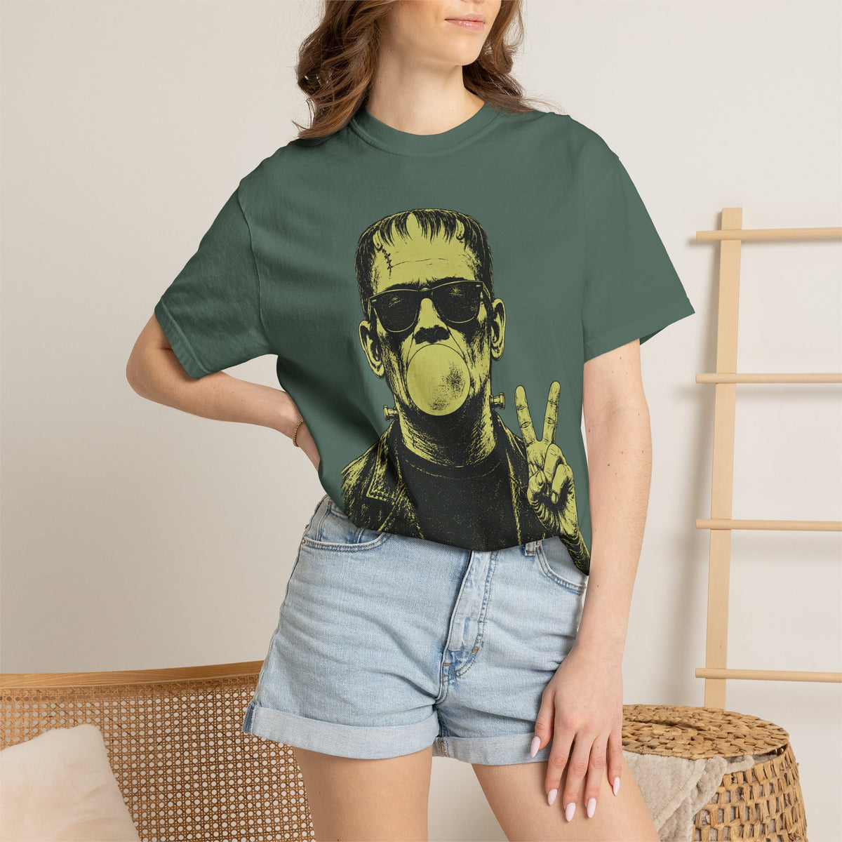 Frankenstein Bubblegum Peace Sign Comfort Colors T-Shirt