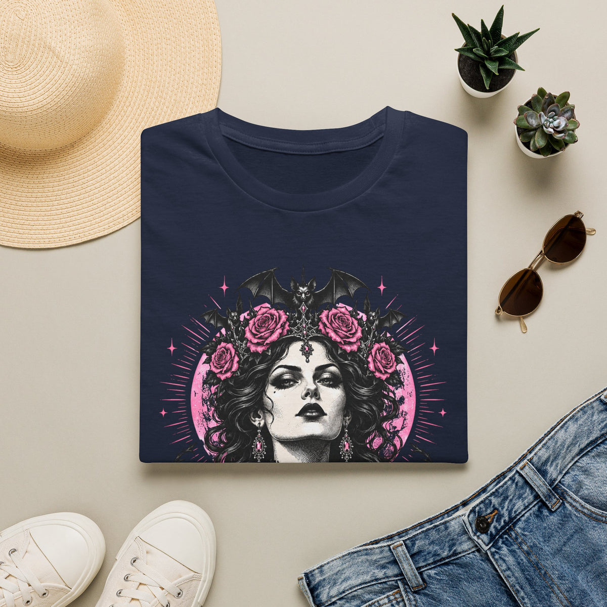 Pink Spooky Queen Pastel Gothic Glamour Witch T-Shirt