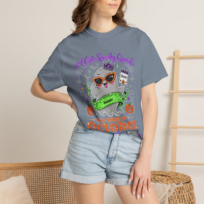 Personalized Spooky Queen October Birthday Comfort Colors Tee