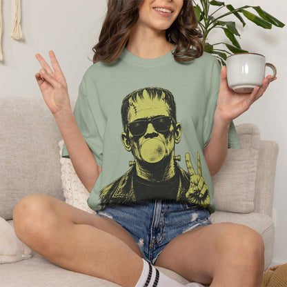 Frankenstein Bubblegum Peace Sign Comfort Colors T-Shirt