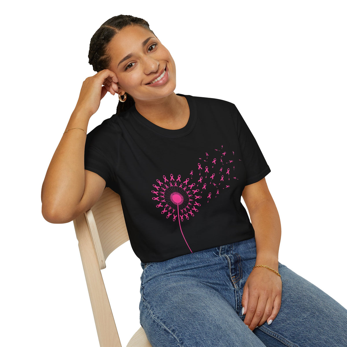 Pink Ribbon Dandelion Breast Cancer Awareness Tee
