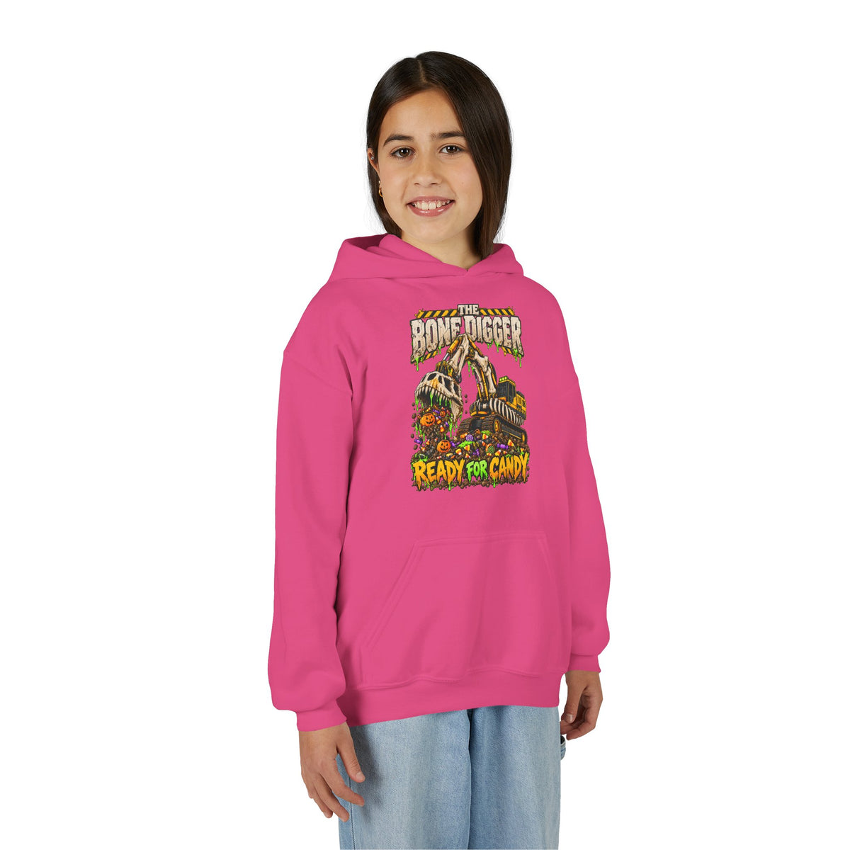 The Bone Digger Ready for Candy Youth Halloween Hoodie