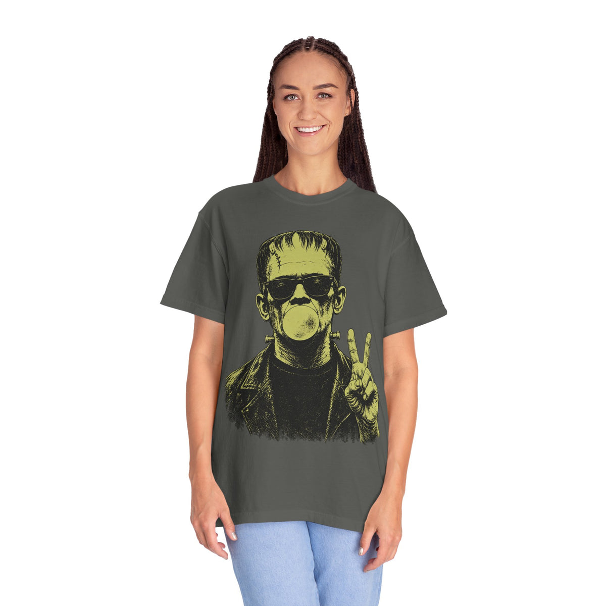 Frankenstein Bubblegum Peace Sign Comfort Colors T-Shirt