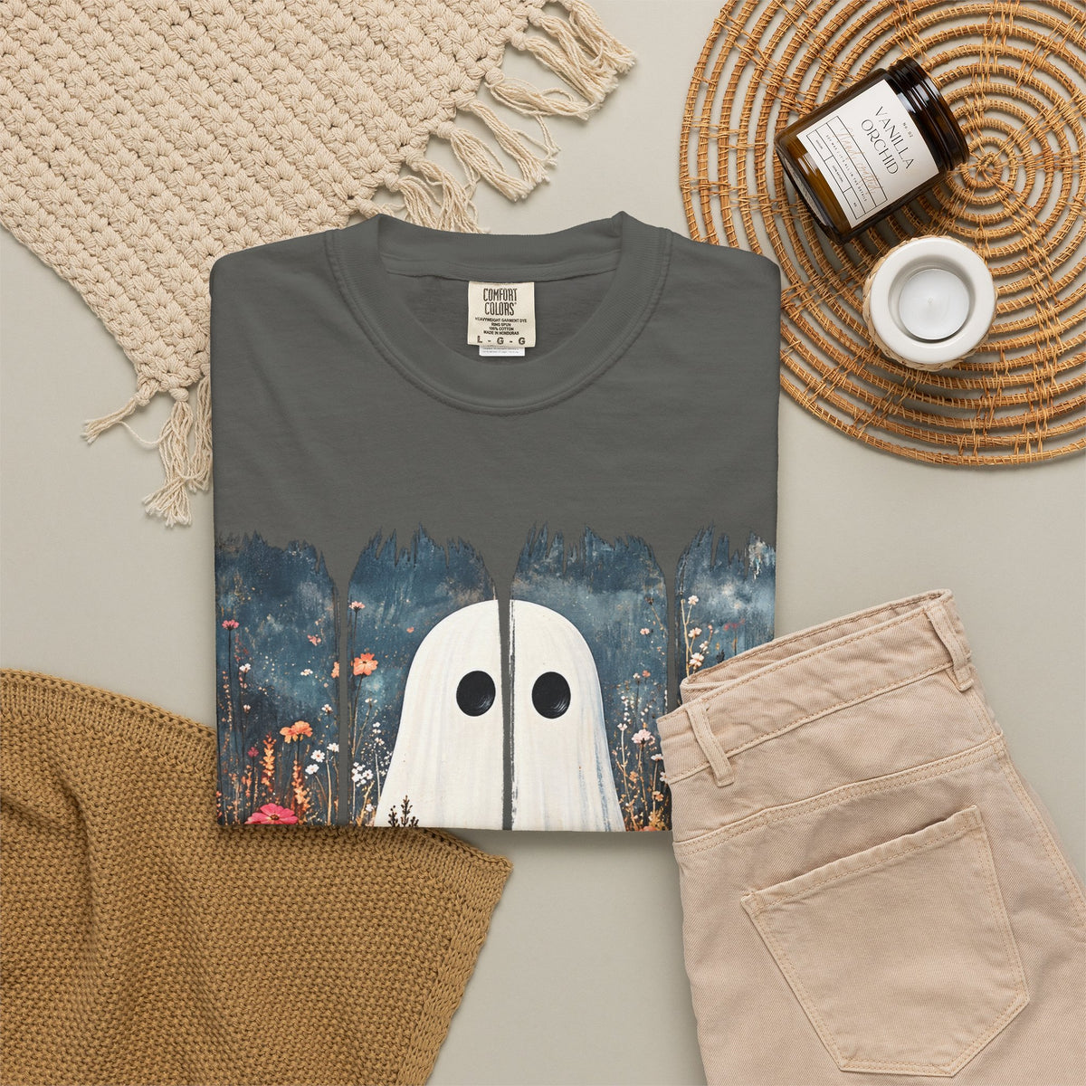 Floral Ghost Wildflower Halloween Comfort Colors T-Shirt