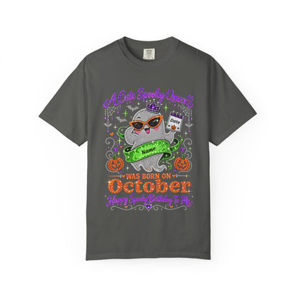 Personalized Spooky Queen October Birthday Comfort Colors Tee