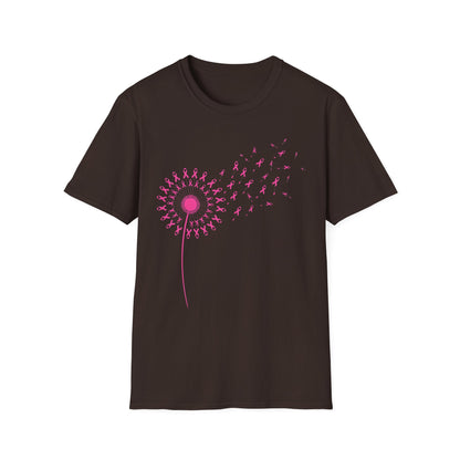 Pink Ribbon Dandelion Breast Cancer Awareness Tee