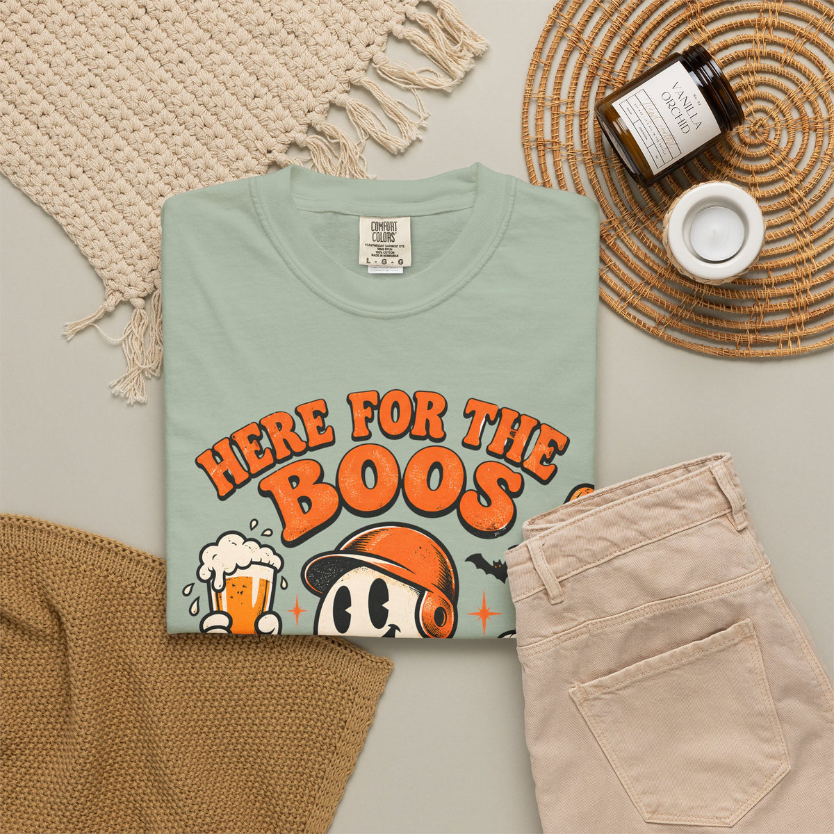 Here for the Boos Baseball Halloween Comfort Colors Tee