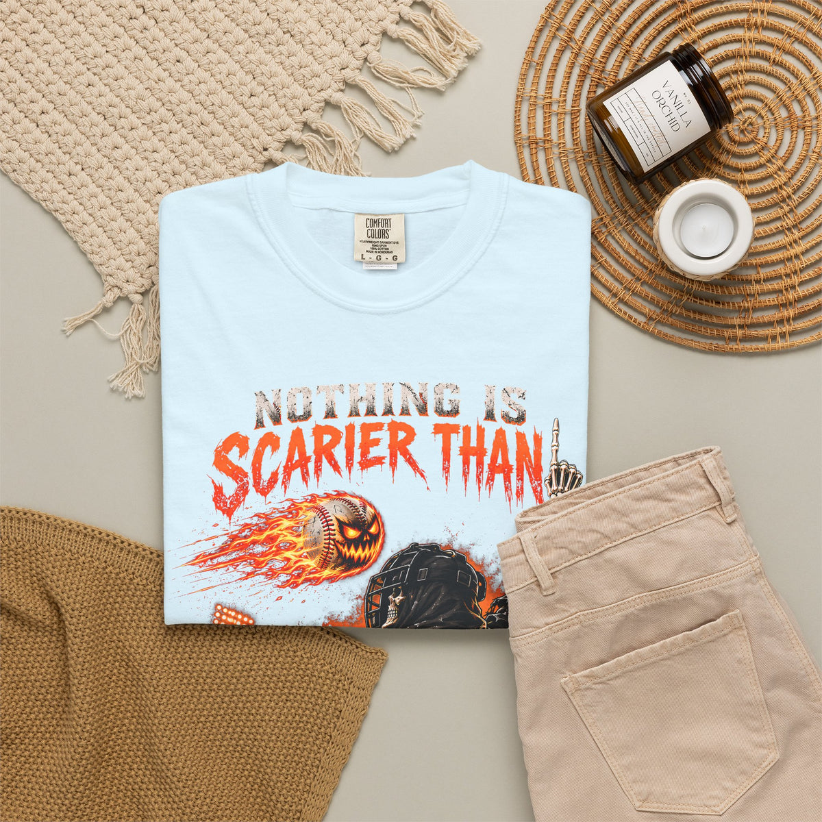 October Baseball Halloween Comfort Colors Graphic T-Shirt