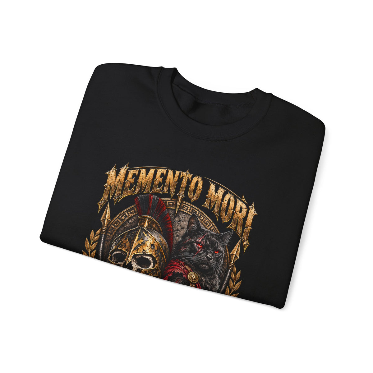Memento Mori Nine Lives Spartan Cat Gildan 18000 Sweatshirt