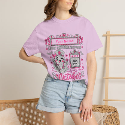 Personalized Spooky Cute Nurse October Birthday Comfort Colors Tee