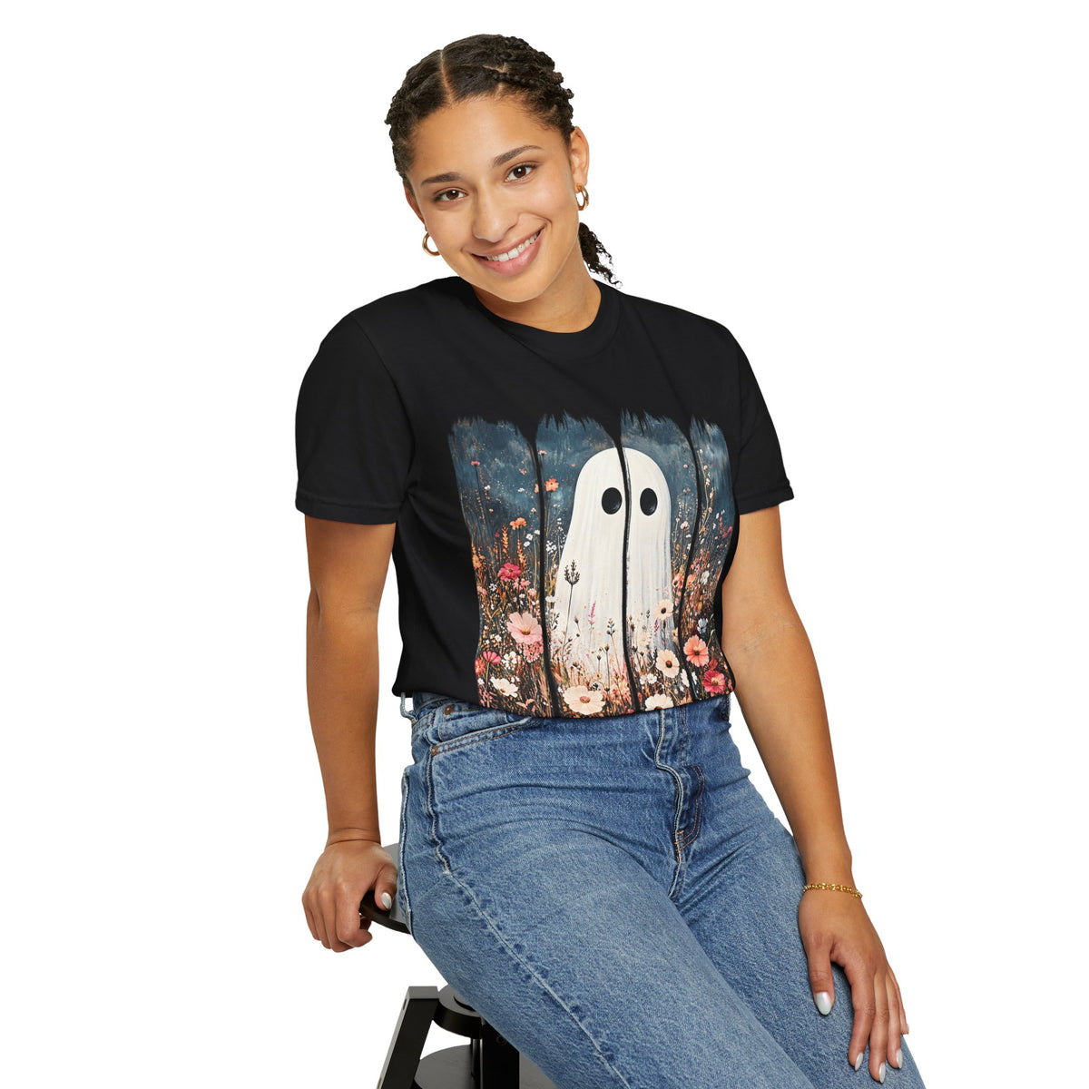 Floral Ghost Wildflower Halloween Comfort Colors T-Shirt