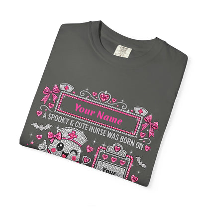 Personalized Spooky Cute Nurse October Birthday Comfort Colors Tee