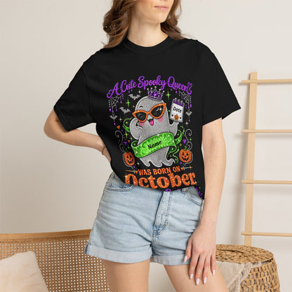 Personalized Spooky Queen October Birthday Comfort Colors Tee