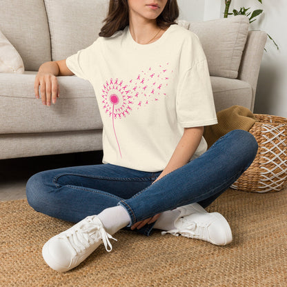 Pink Ribbon Dandelion Breast Cancer Awareness Tee