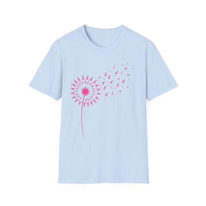 Pink Ribbon Dandelion Breast Cancer Awareness Tee