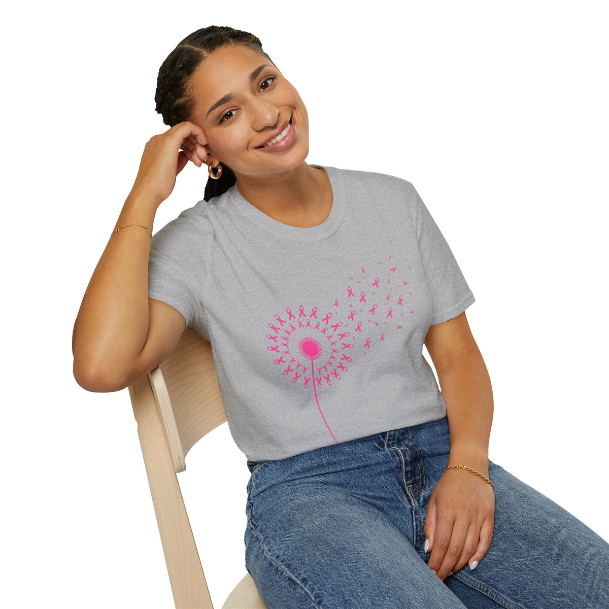 Pink Ribbon Dandelion Breast Cancer Awareness Tee