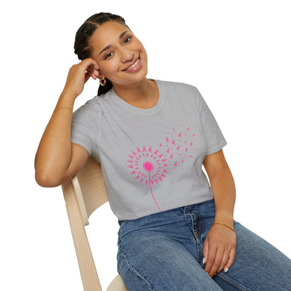 Pink Ribbon Dandelion Breast Cancer Awareness Tee