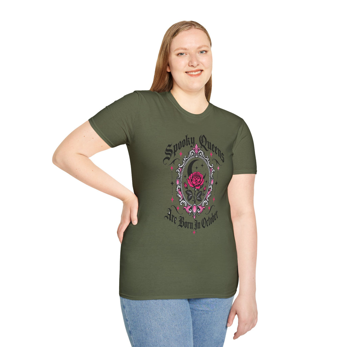 Spooky Queens Are Born In October Shirt – Gothic Rose Halloween Birthday Tee