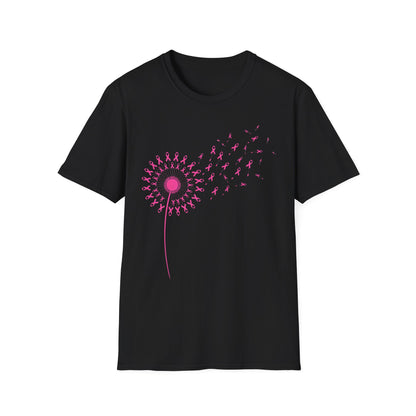 Pink Ribbon Dandelion Breast Cancer Awareness Tee