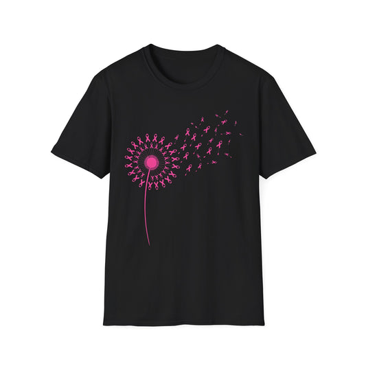 Pink Ribbon Dandelion Breast Cancer Awareness Tee