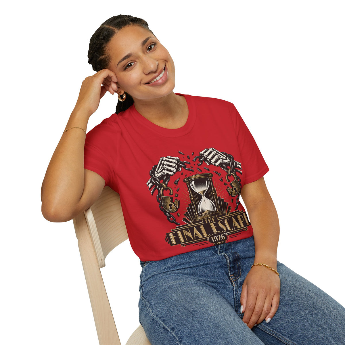 The Final Escape 1926 Shirt – Skeleton Chains Hourglass Art Deco Tee