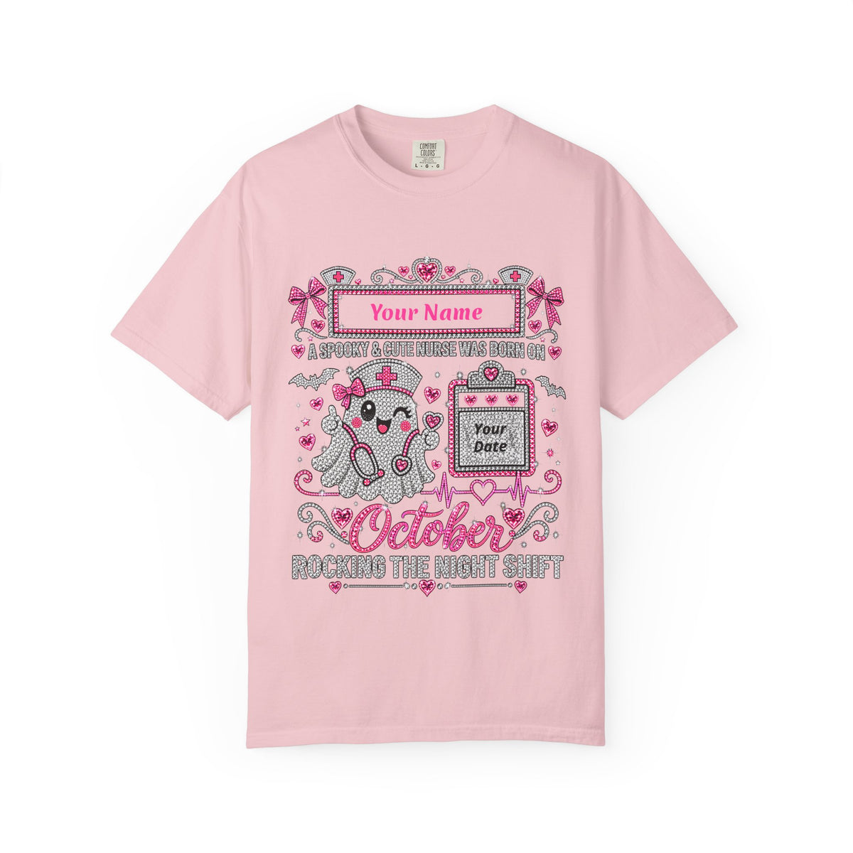 Personalized Spooky Cute Nurse October Birthday Comfort Colors Tee