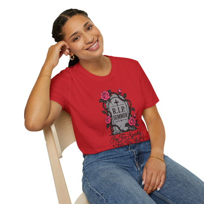 RIP Summer I'm Too Spooky For This Heat Shirt – Gothic Fall Halloween Tee
