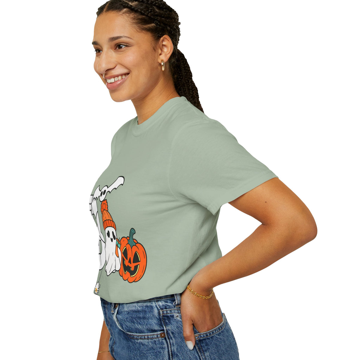 Cute Ghost Pumpkin Cozy Halloween Comfort Colors T-Shirt