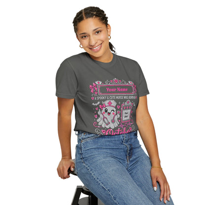 Personalized Spooky Cute Nurse October Birthday Comfort Colors Tee