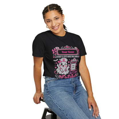 Personalized Spooky Cute Nurse October Birthday Comfort Colors Tee