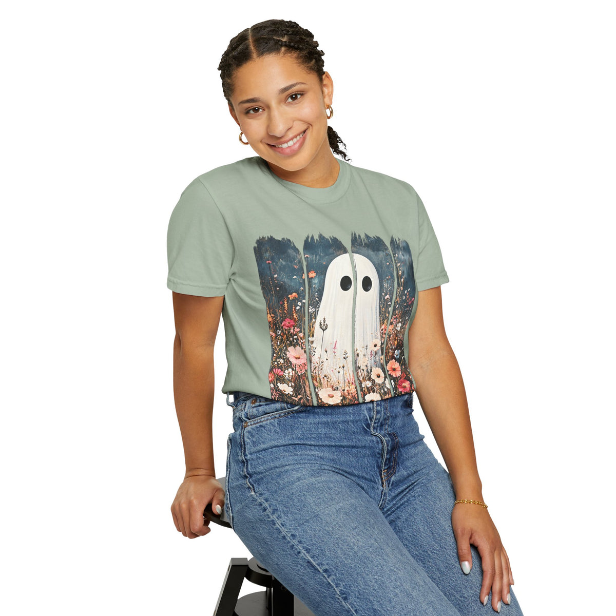 Floral Ghost Wildflower Halloween Comfort Colors T-Shirt