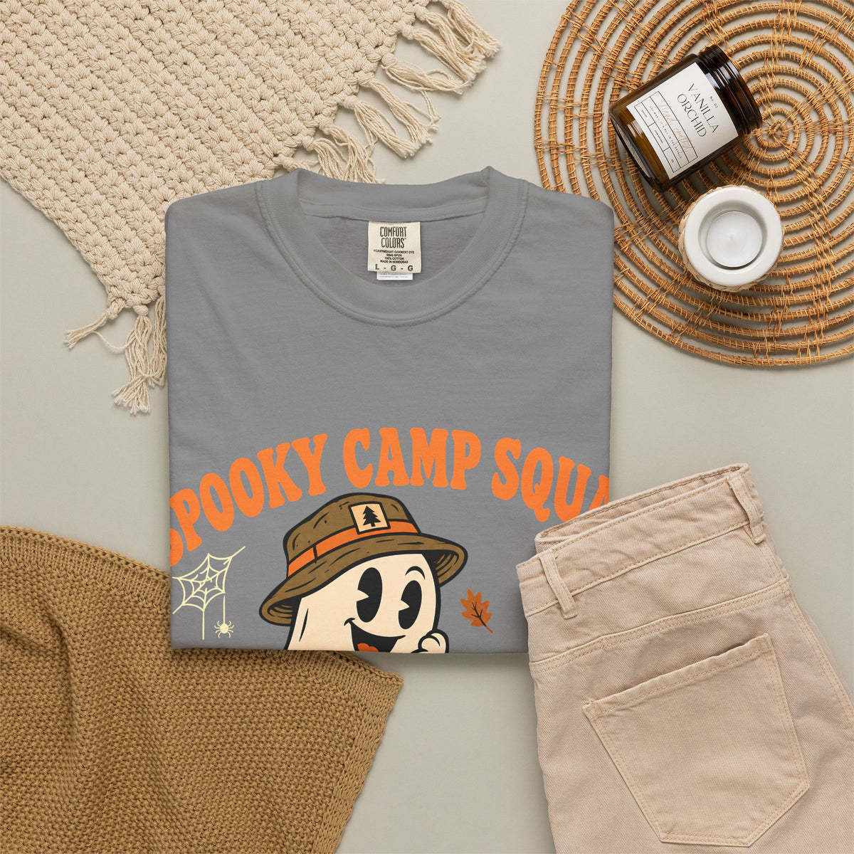 Spooky Camp Squad Campfires & Cobwebs Comfort Colors Tee