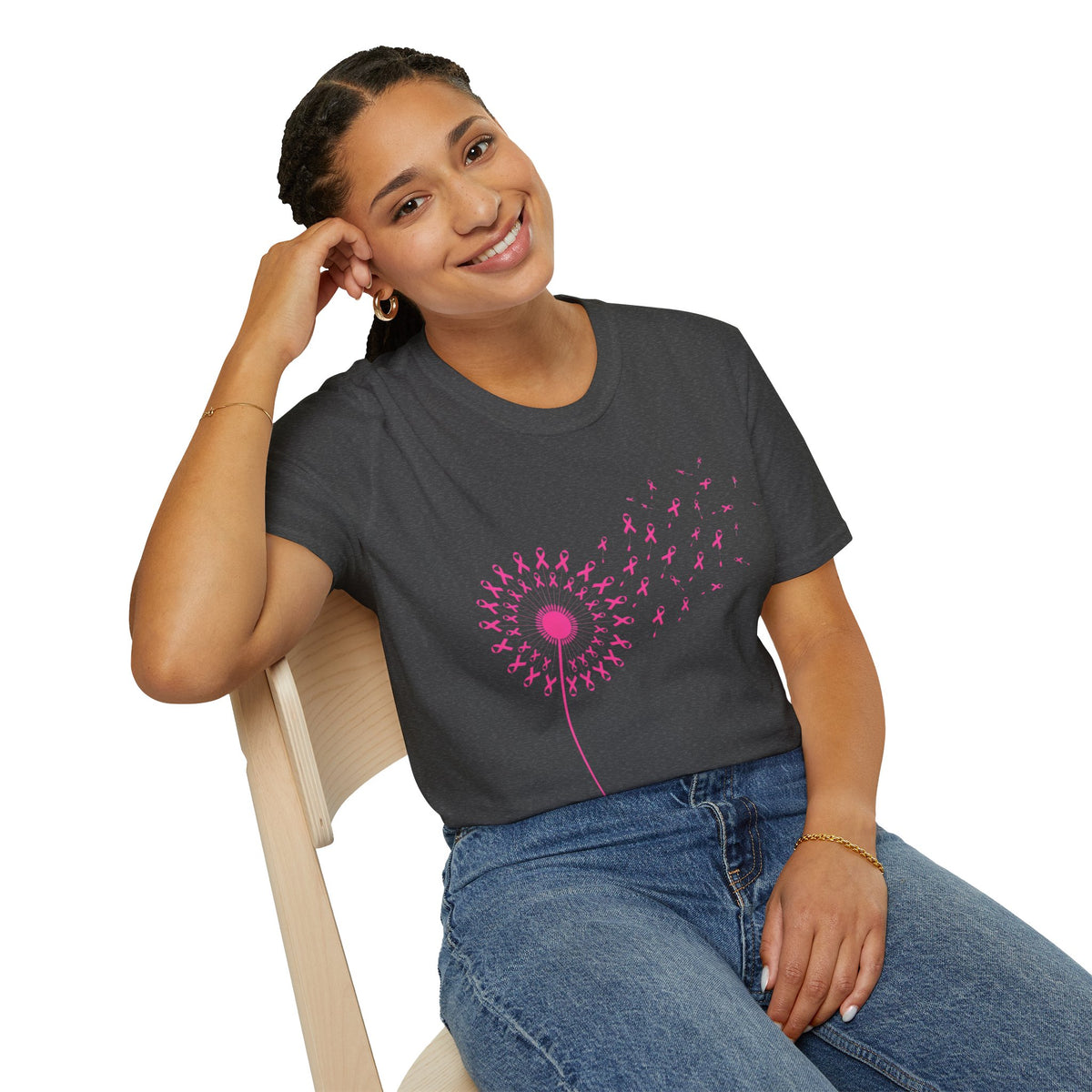 Pink Ribbon Dandelion Breast Cancer Awareness Tee