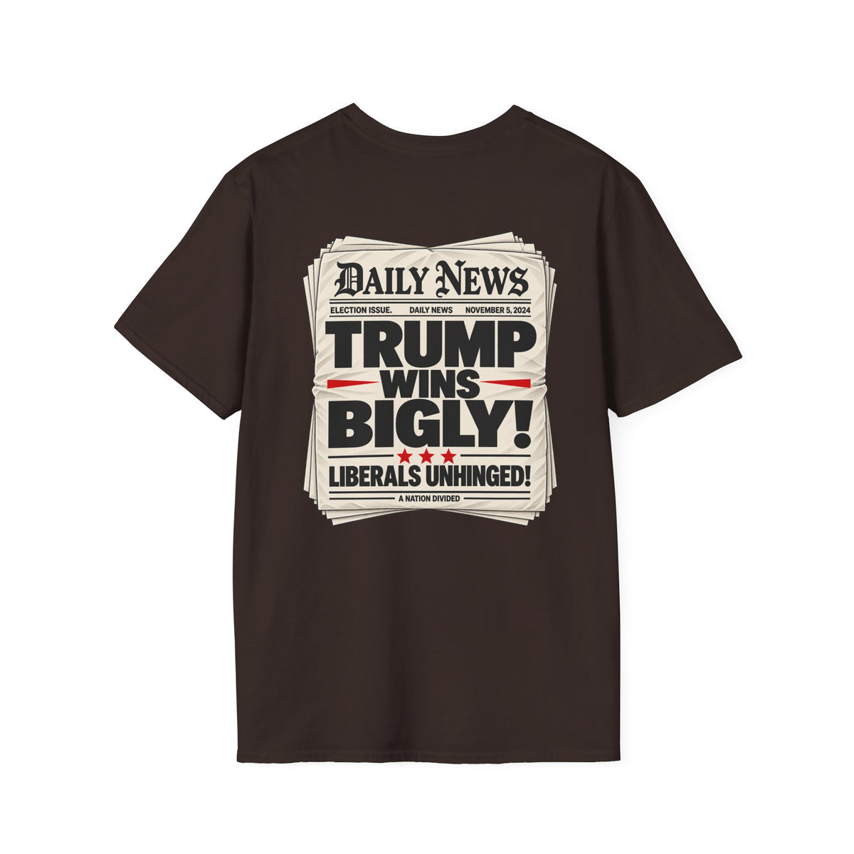 Trump Wins Bigly Shirt – Election Newspaper Political Satire Tee
